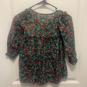 Cat & Jack Green and Red Floral Blouse